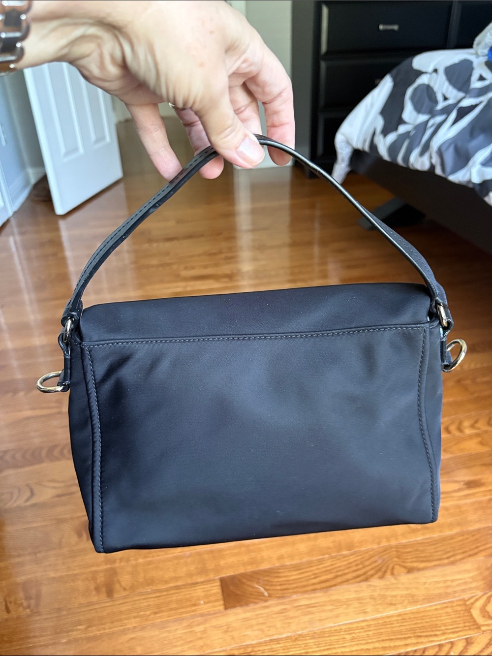 Kate Spade Blake Avenue Miri Black Nylon Flap Shoulder Bag Satchel with D-rings - Picture 4 of 17